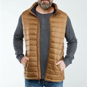 DISTILLERY shred puffy vest khaki Brown NWT